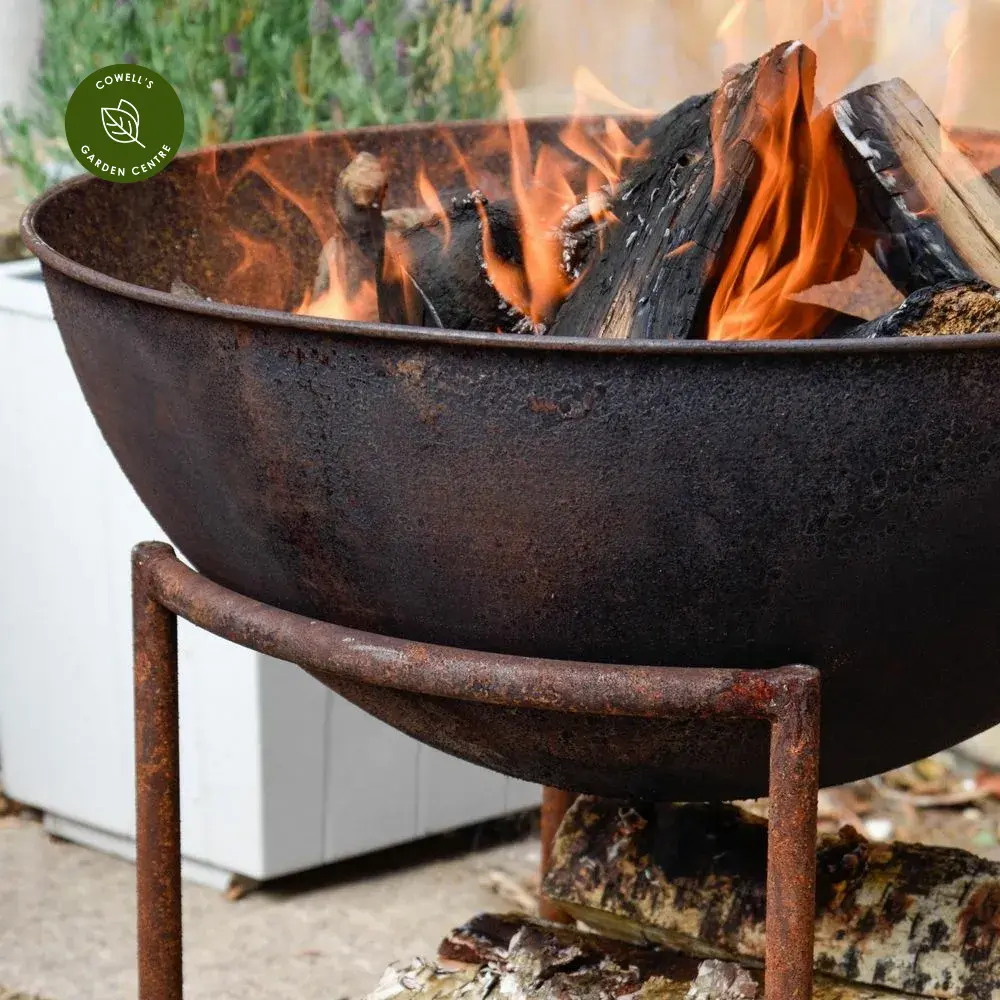 Ivyline Cast Iron Rust Firebowl On Stand - Large 3 Ivyline Cast Iron Rust Firebowl On Stand - Large