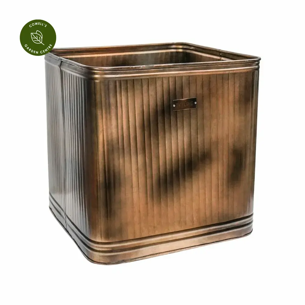 Ivyline Hampton Copper Square Planter - Medium 4 Ivyline Hampton Copper Square Planter - Medium - Image 2