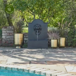 Ivyline Luxury Lion Water Feature - Granite