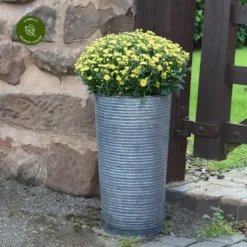 Ivyline Ribbed Galvanised Vase